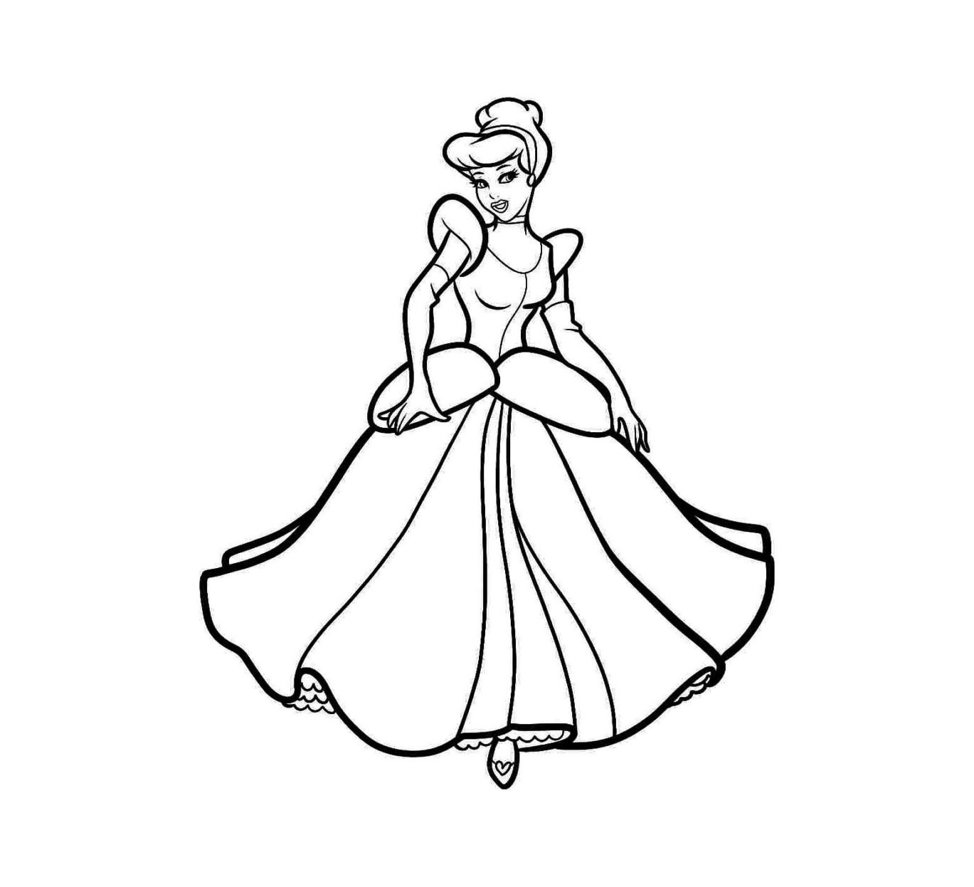 Beautiful Cinderella in a Dress Coloring Page 2 Cinderella Coloring Pages