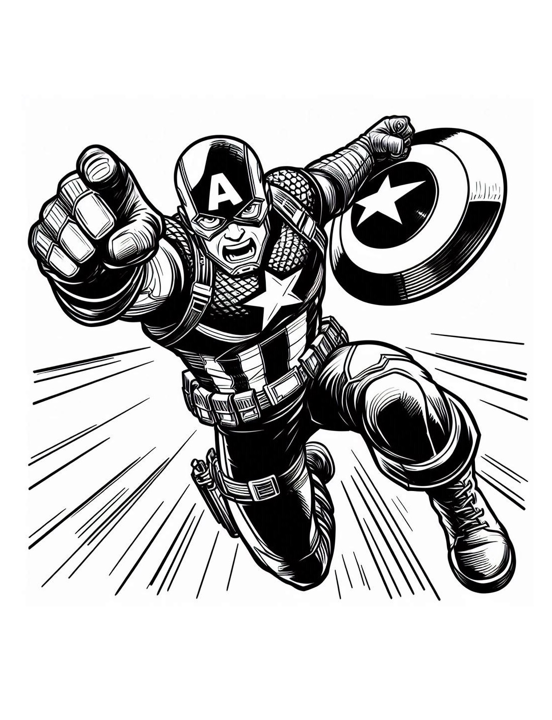 Iconic Hero Captain America with Shield Coloring Page 2 Captain America Coloring Pages - Kenzocoloring.org