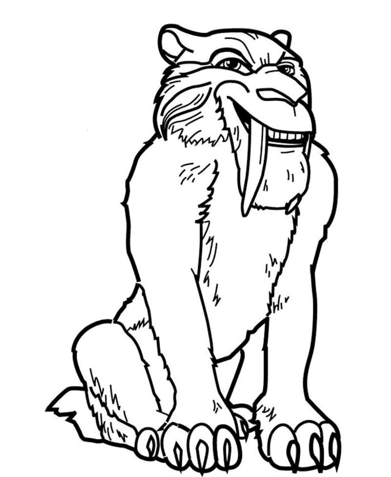 Brave and Loyal Tiger Diego from Ice Age Coloring Page 2 Diego ice age coloring pages