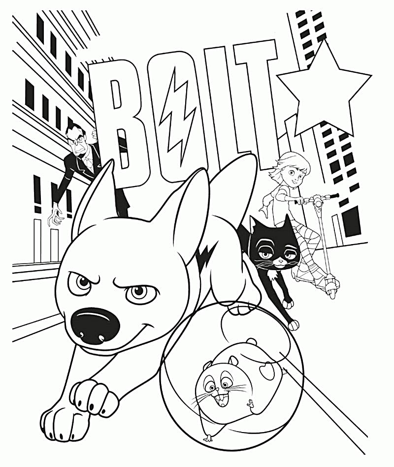 Super Amazing Dog Bolt Coloring Page 3 Disney Bolt Coloring Pages