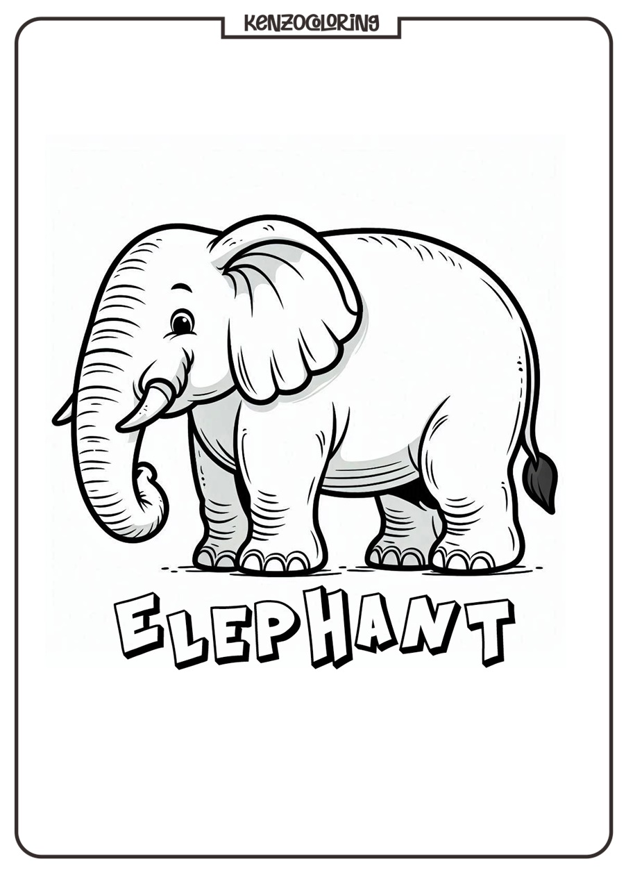 Big Animal Elephant Coloring Page 1 Elephant Coloring page for kids - Kenzocoloring.org