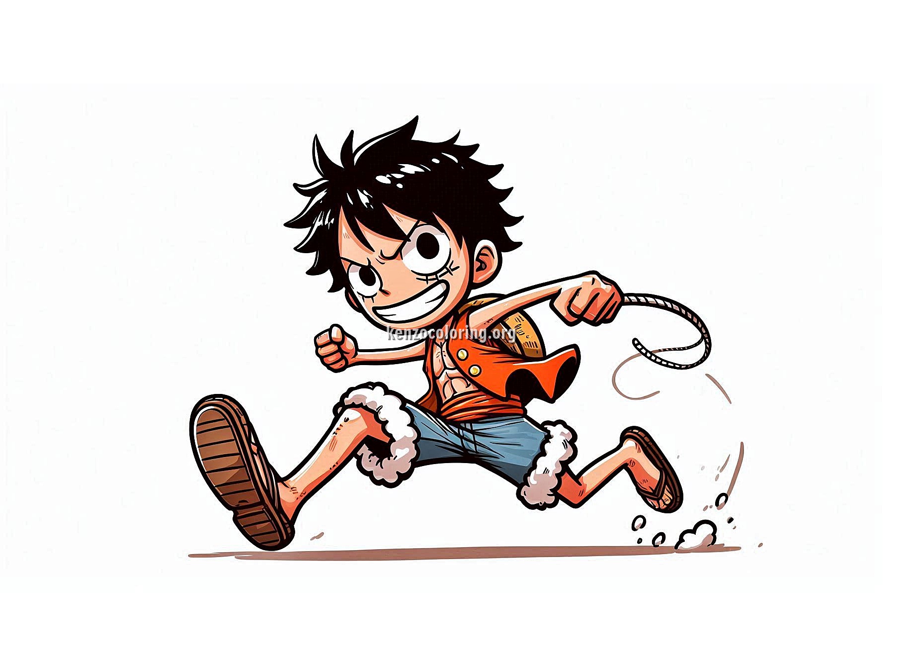Strong Luffy One Piece Coloring Page