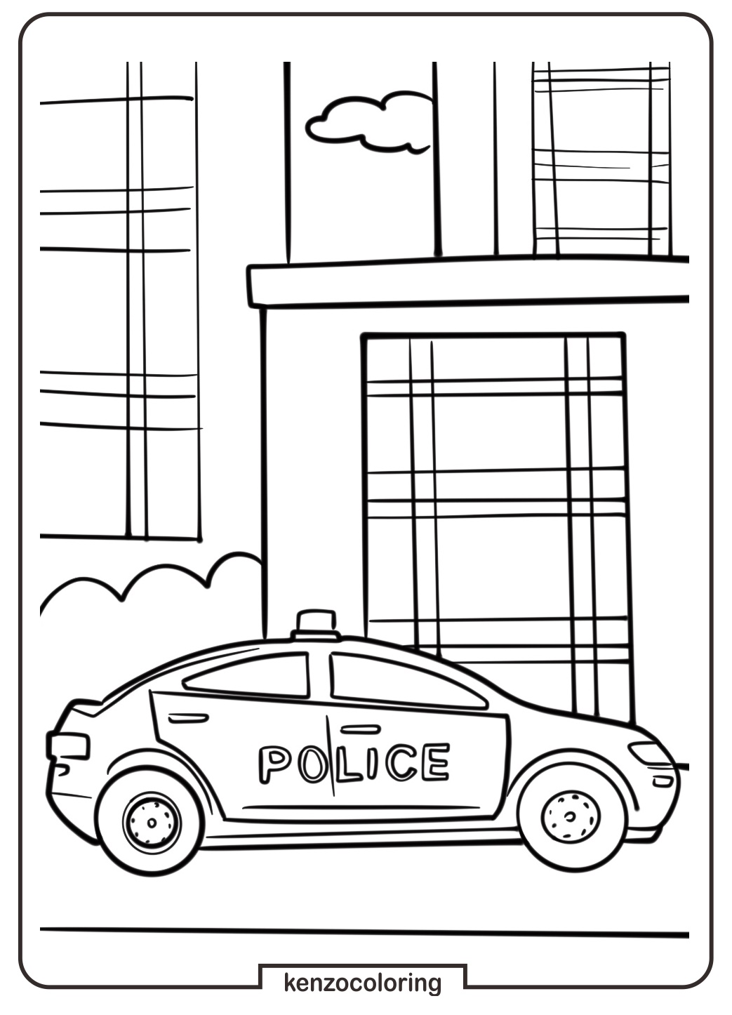 Police Car Coloring Page 10 Police Car Driving Through the City Coloring Pages