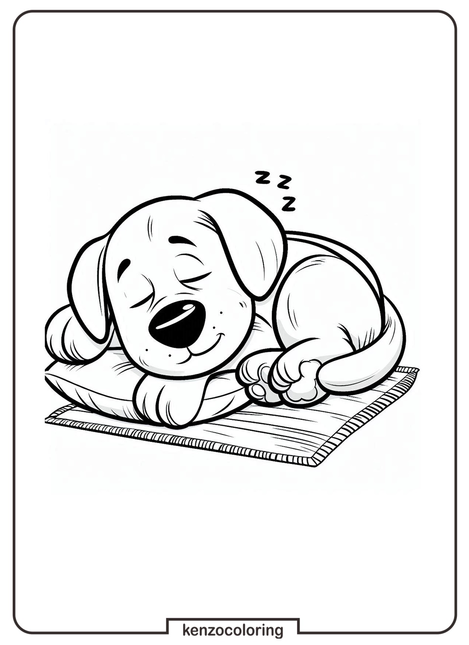 Cute Sleeping Dog Coloring Pages for Kids 1 Sleeping Dog Coloring Online Page