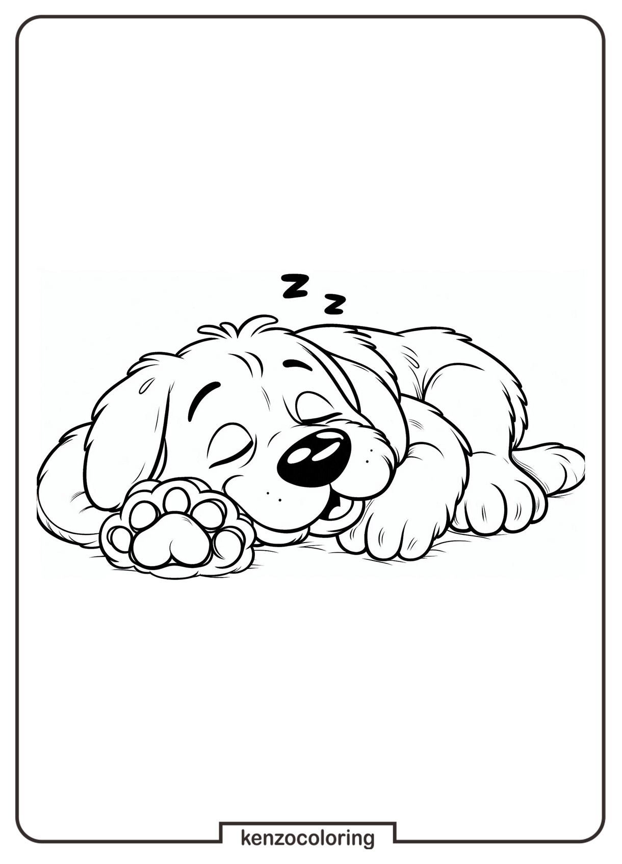 Cute Sleeping Dog Coloring Pages for Kids 2 Sleeping Dog Coloring Online Pages