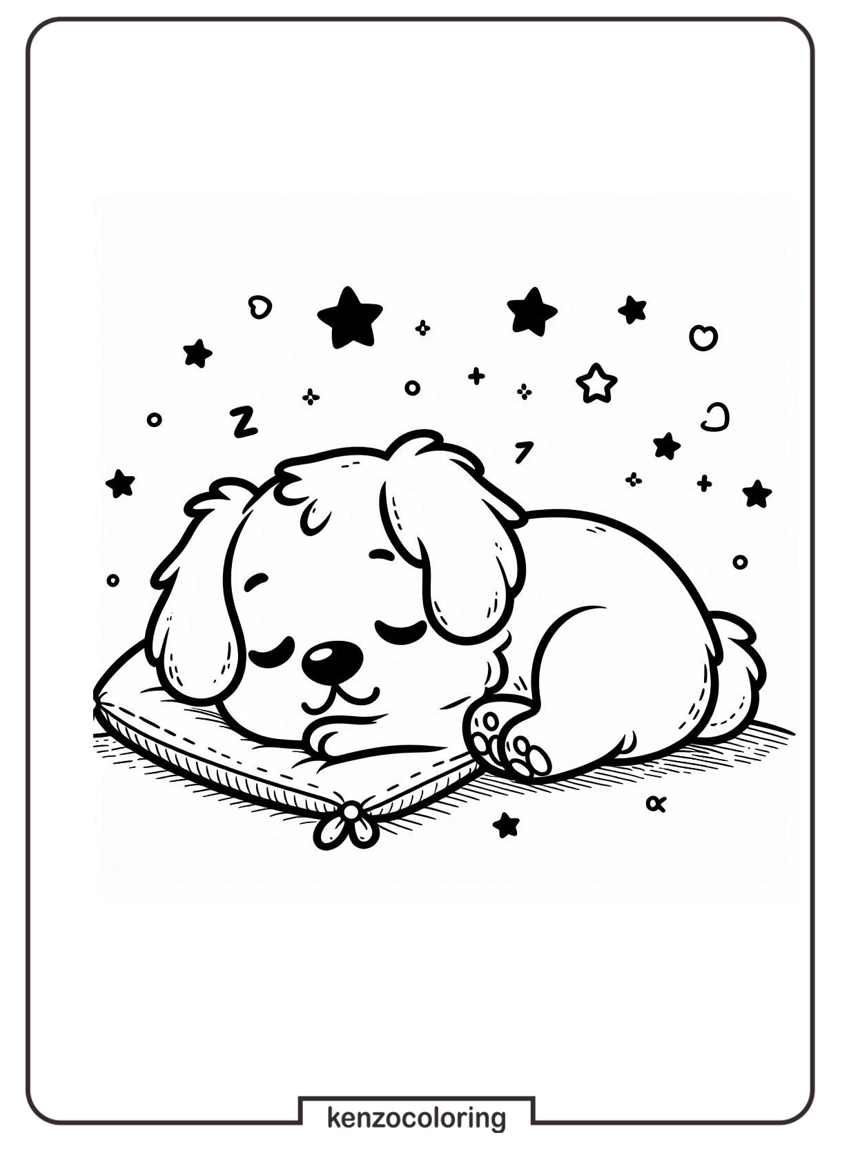 Cute Sleeping Dog Coloring Pages for Kids 3 Sleeping Dog Coloring Picture