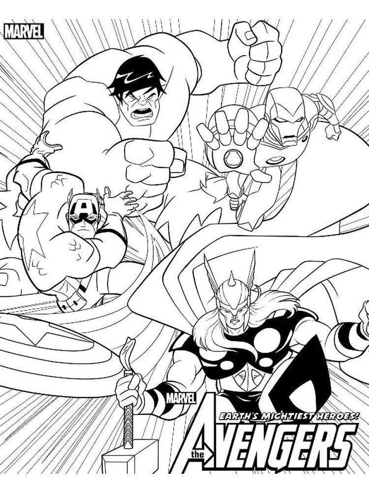 avengers black and white coloring pages free