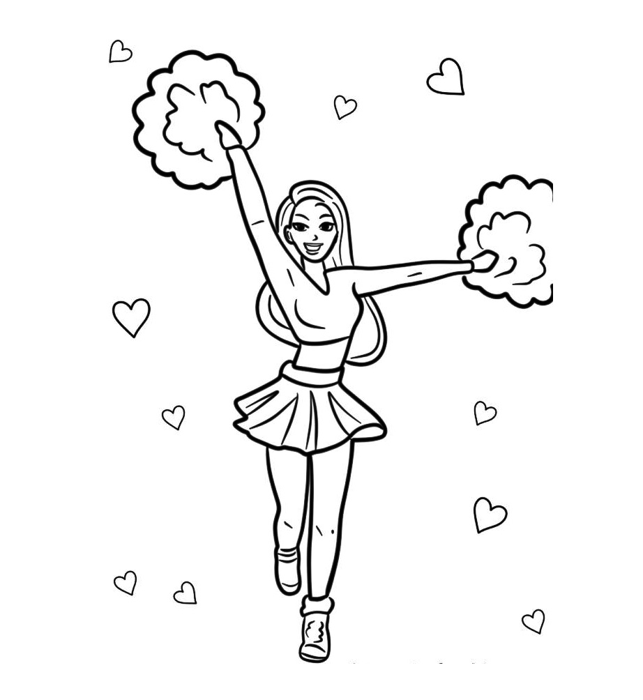 Cheerleader Coloring Pages for Kids 4 cheerleader coloring page print
