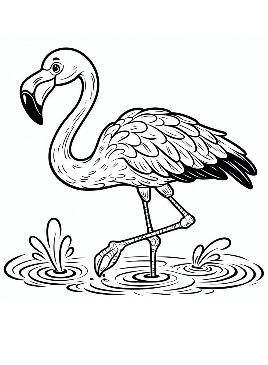 Graceful Animal Flamingo Coloring Page 1 coloring page of flamingo - kenzocoloring.org