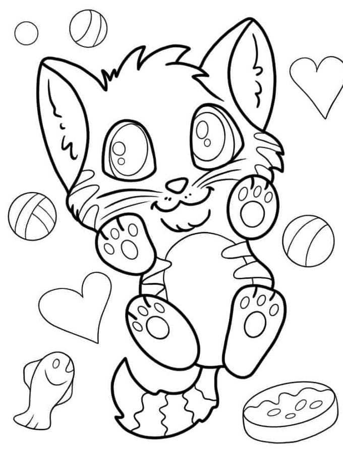 cute cartoon kitten coloring page