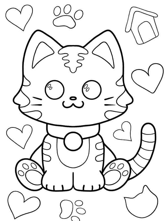 cute cartoon kitten coloring pages