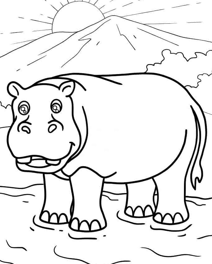 Cute Hippo Coloring Page for Kids 6 hippo coloring page