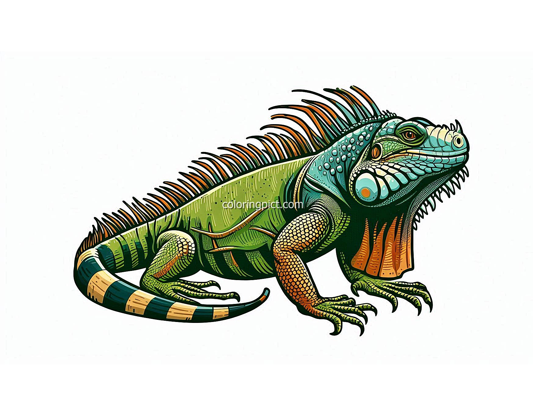 Unique Reptiles Iguana Coloring Page 4 image a Iguana Coloring Page