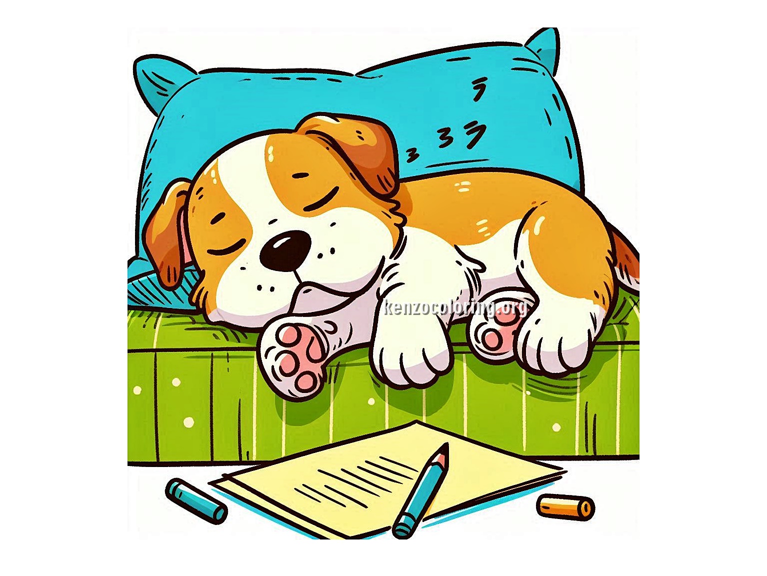 Cute Sleeping Dog Coloring Pages for Kids 4 image a sleeping dog coloring