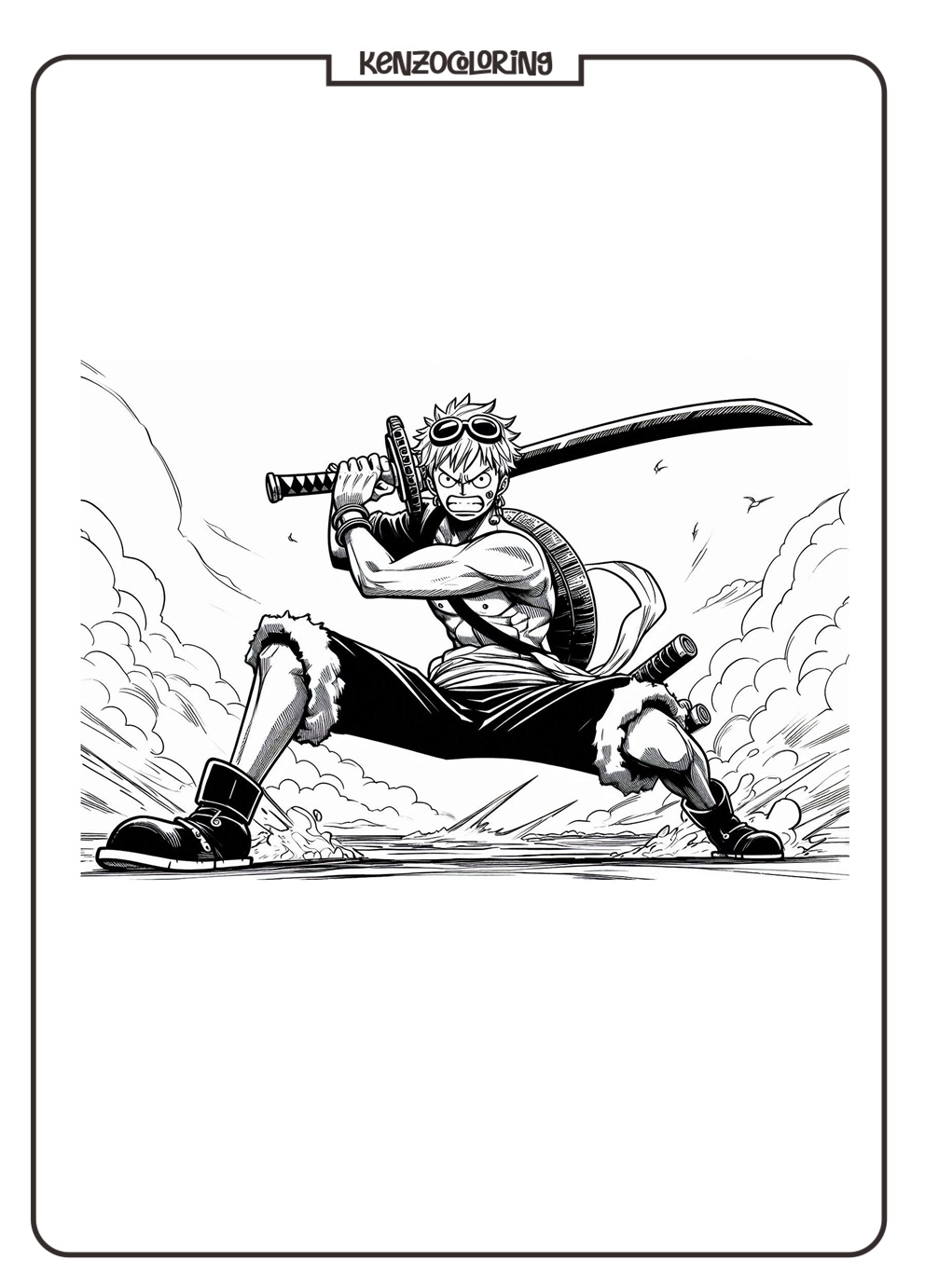 Strong Luffy One Piece Coloring Page 3 strong Luffy One Piece coloring page