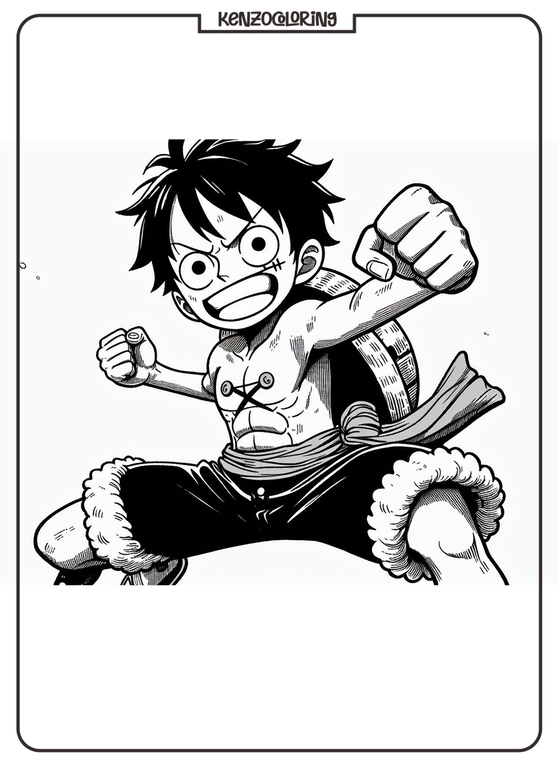 Strong Luffy One Piece Coloring Page 4 strong Luffy One Piece coloring pages