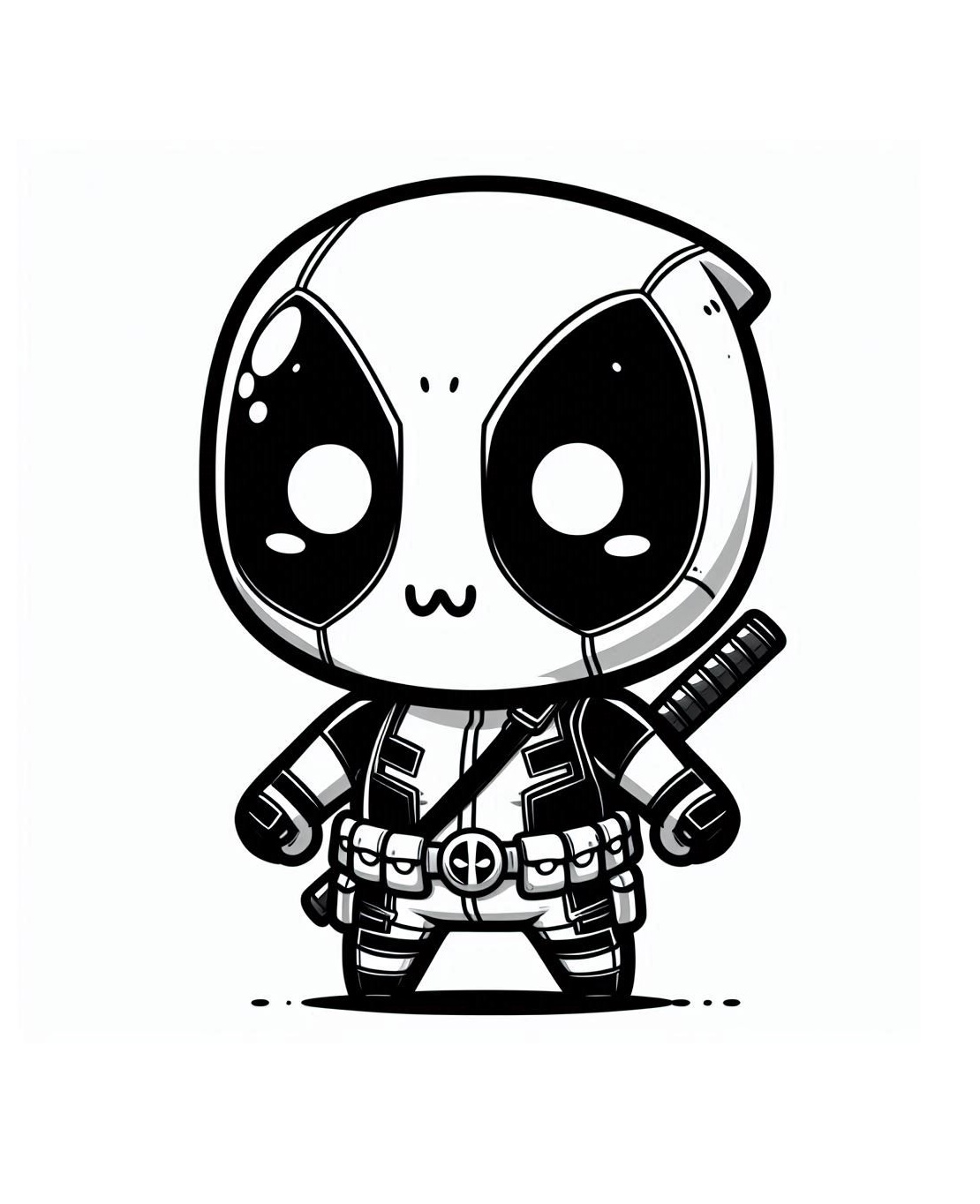 Cute Chibi Deadpool Coloring Page 4 Cute Chibi Deadpool Coloring Pages
