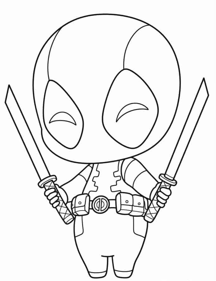 Cute Chibi Deadpool Coloring Page 2 Cute Chibi Deadpool