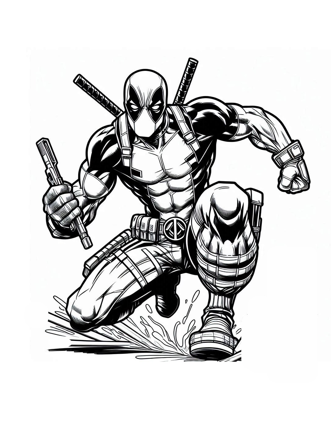 A World Full of Action and Humor, Deadpool Coloring Page 5 Deadpool Coloring Page - kenzocoloring.org