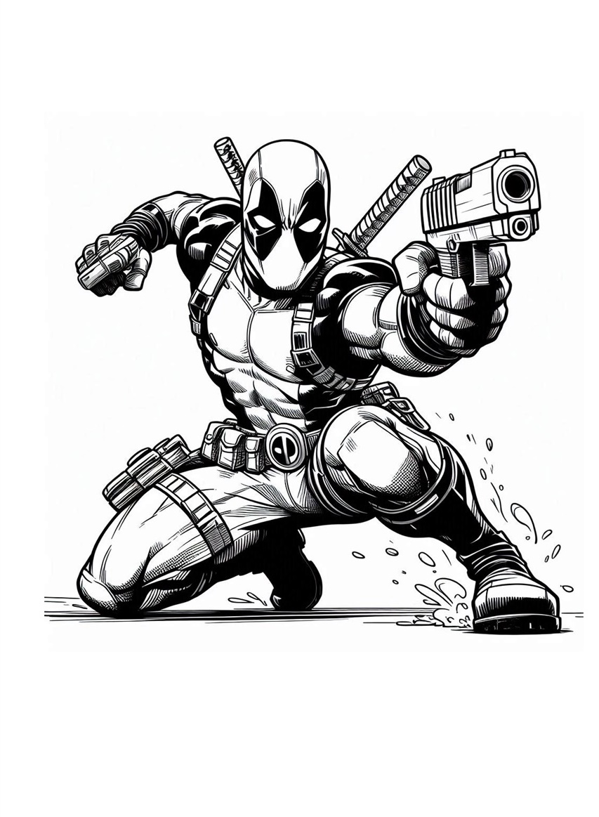 A World Full of Action and Humor, Deadpool Coloring Page 6 Deadpool Coloring Pages - kenzocoloring.org