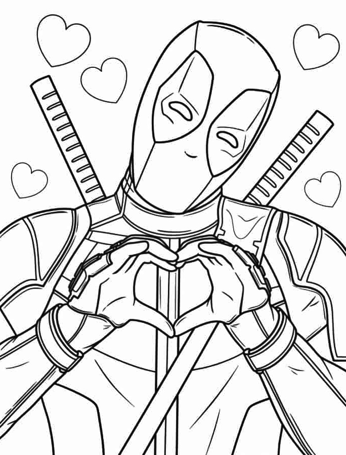 Deadpool Love Heart Coloring Page 1 Deadpool Love Heart Coloring Page