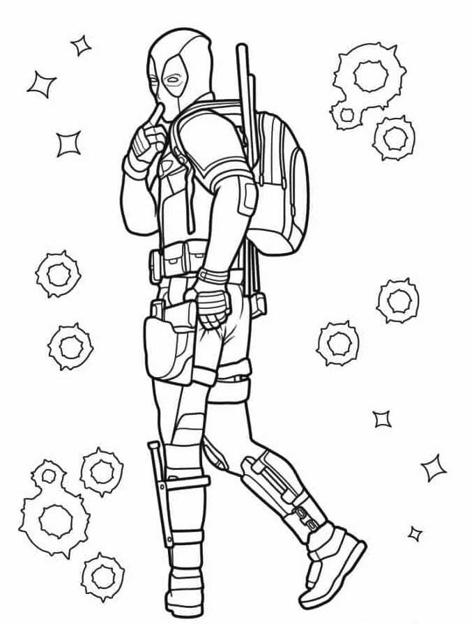 Deadpool Funny Pose Coloring Page 1 Deadpool Making a Funny Pose Coloring Page