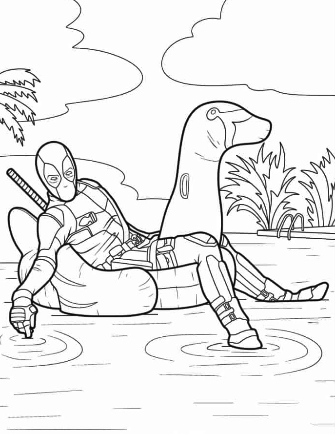 Deadpool Funny Pose Coloring Page 2 Deadpool Making a Funny Pose Coloring Pages
