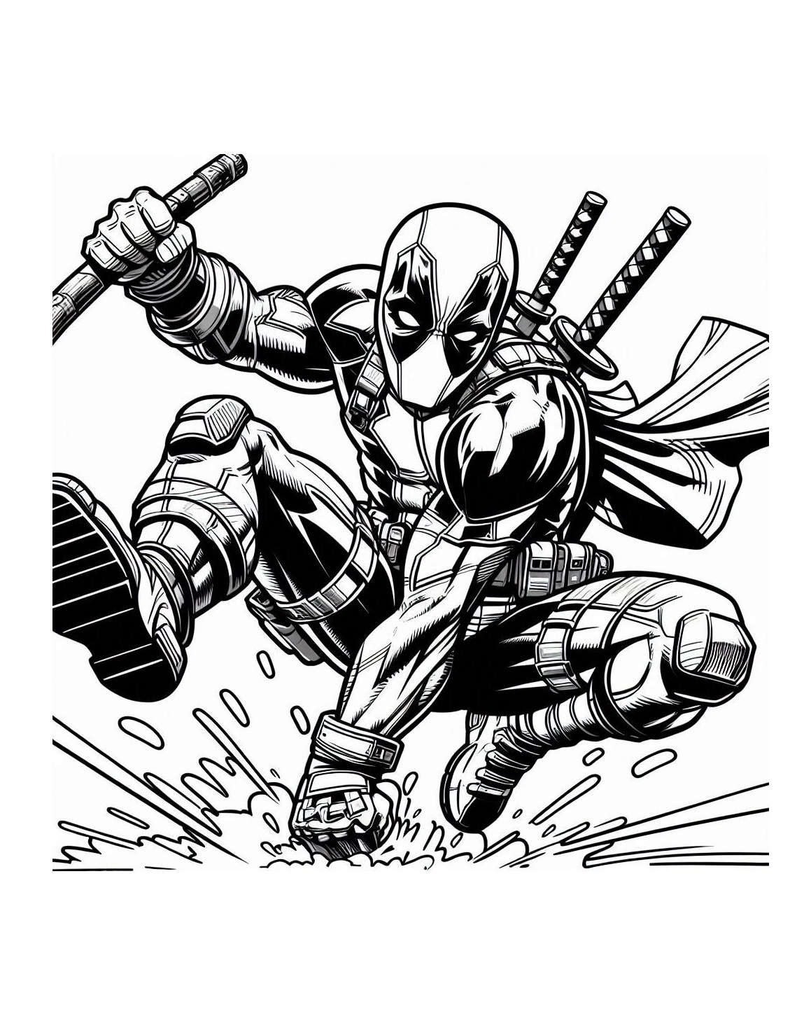 A World Full of Action and Humor, Deadpool Coloring Page 7 Deadpool for Coloring Pages - kenzocoloring.org