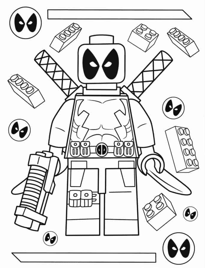 Deadpool LEGO Coloring Page 2 Lego Deadpool Coloring Page For Kids