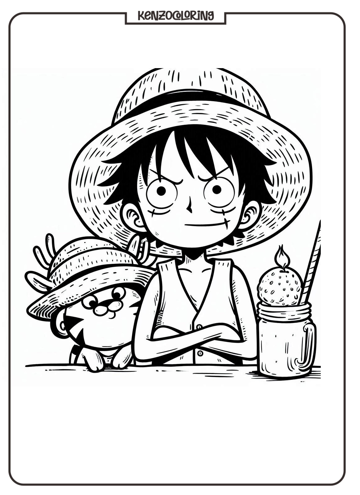 Monkey D. Luffy One Piece Coloring Page 1 Monkey D. Luffy One Piece Coloring Page for Kids