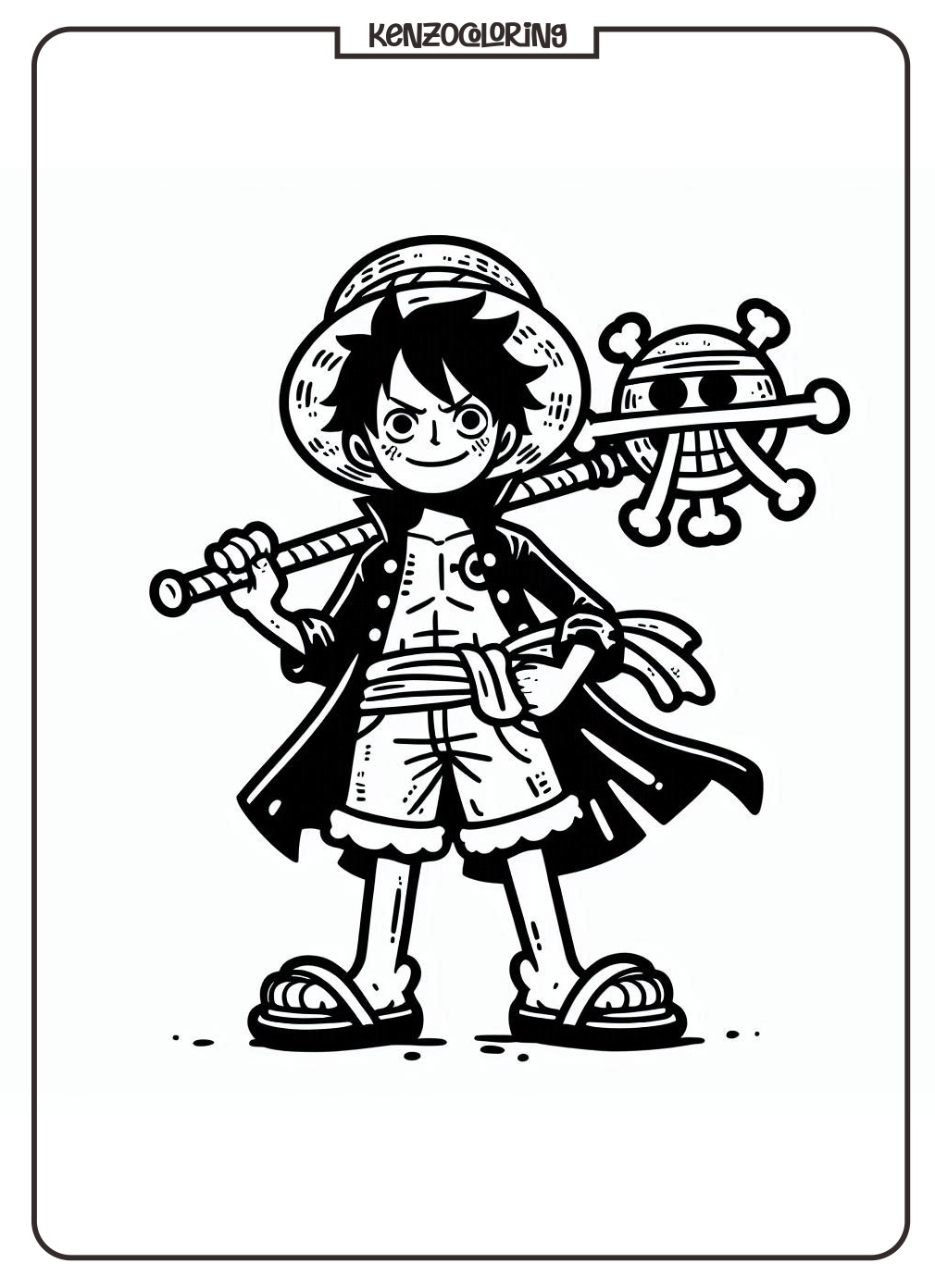 Monkey D. Luffy One Piece Coloring Page 2 Monkey D. Luffy One Piece Coloring Page
