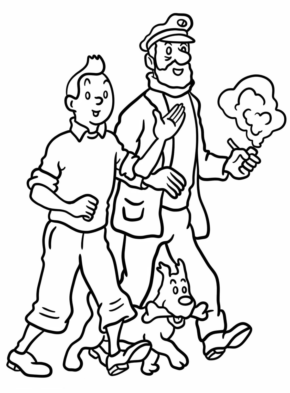 Tintin Talking To Captain Haddock Coloring Page 1 Tintin Talking To Captain Haddock Coloring Page