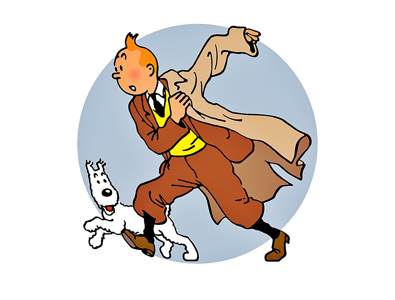 Tintin and Snowy are Running Coloring Page 1 Tintin and Snowy are Running Image
