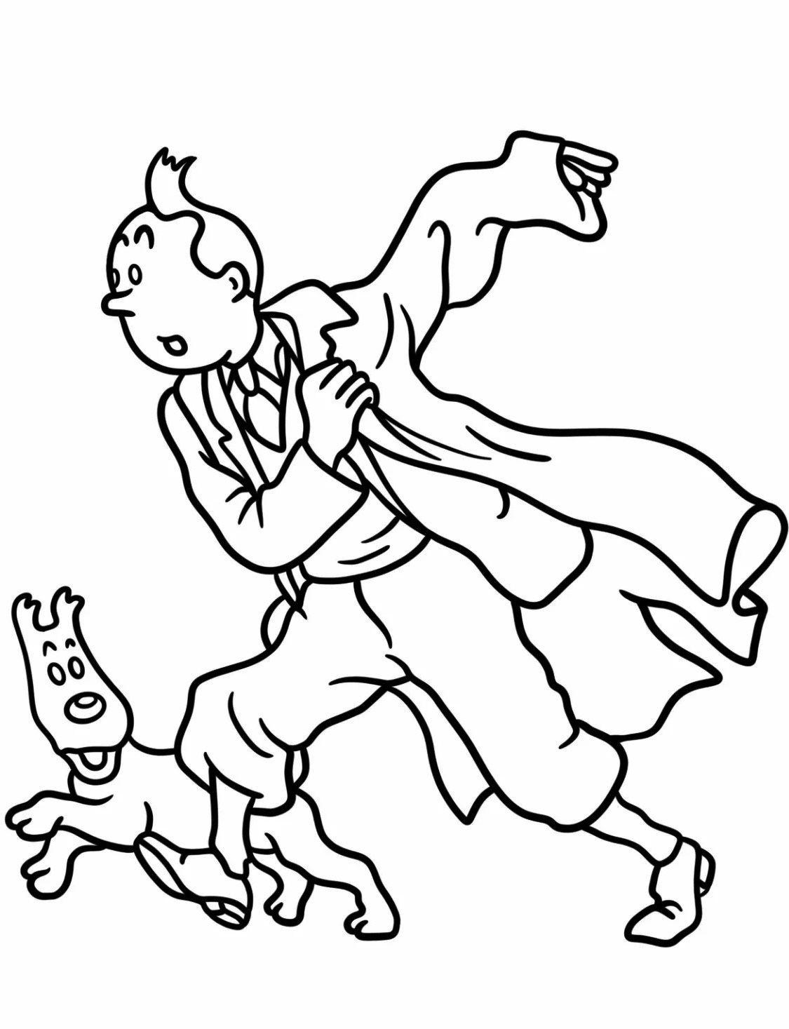 Tintin and Snowy are Running Coloring Page 2 Tintin and Snowy are Running