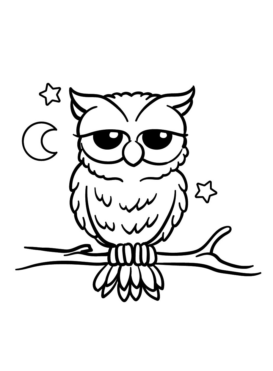 Owl Coloring Page for Kids 5 owl pages coloring print