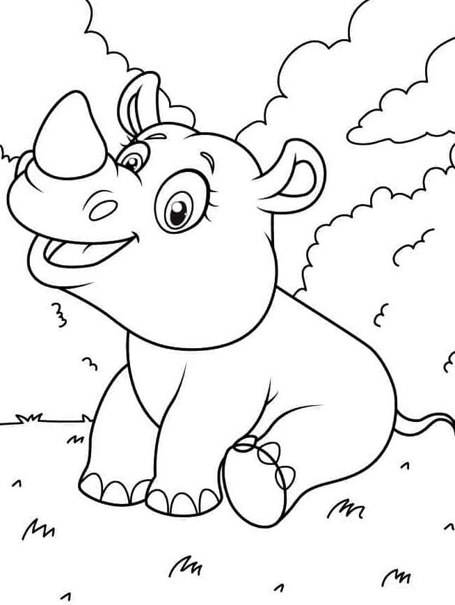 Cute Baby Rhinoceros Coloring Page 2 Cute Baby Rhino Coloring Page
