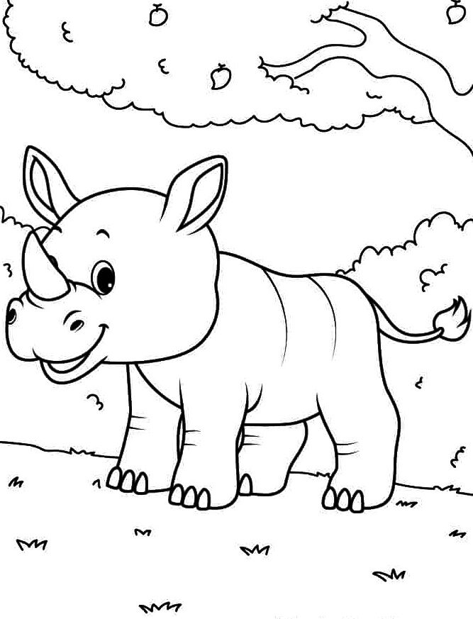 Cute Baby Rhinoceros Coloring Page 4 Cute Baby Rhino Coloring