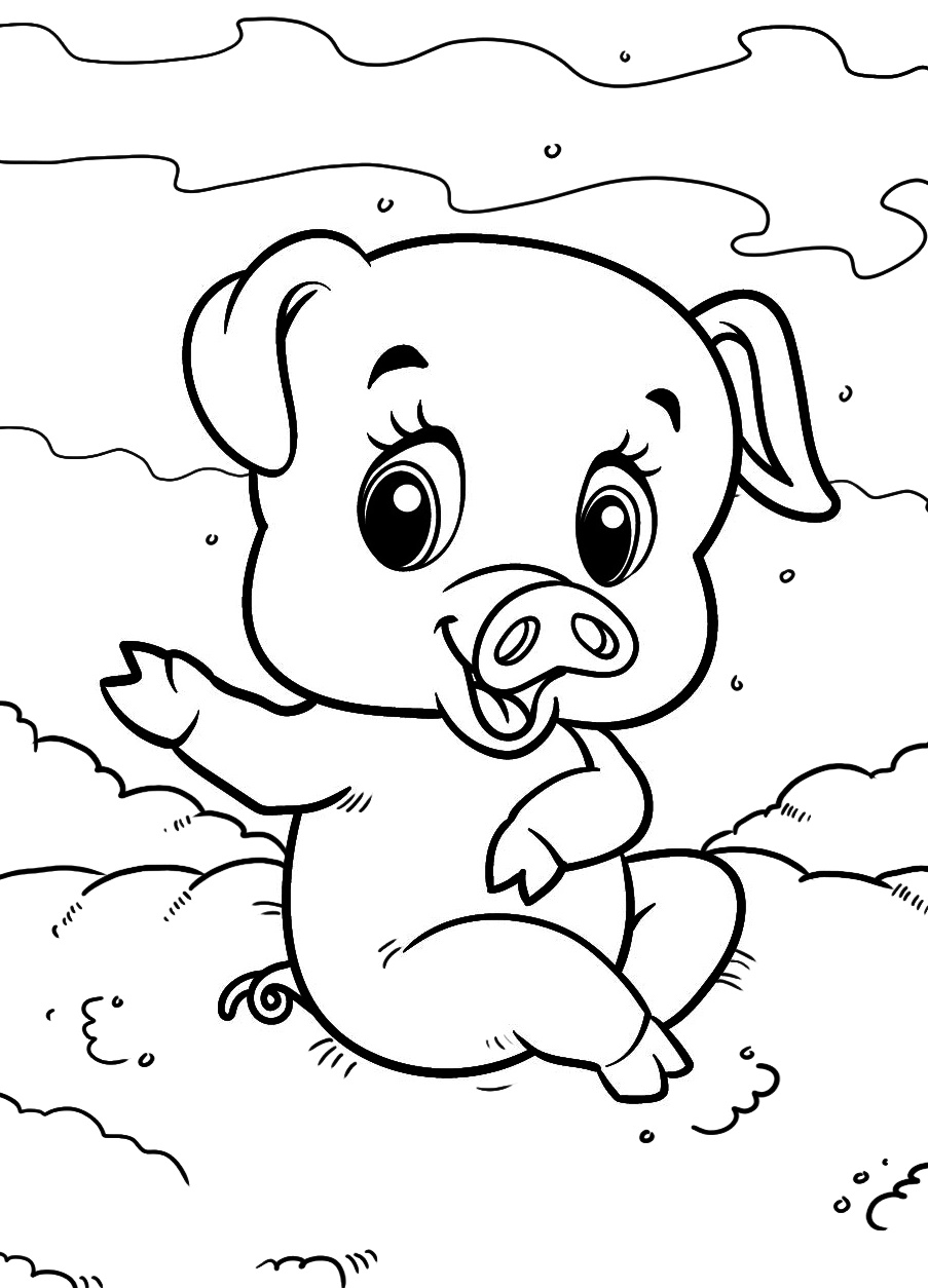 Cute Baby Pig Coloring Page 3 baby pig coloring page