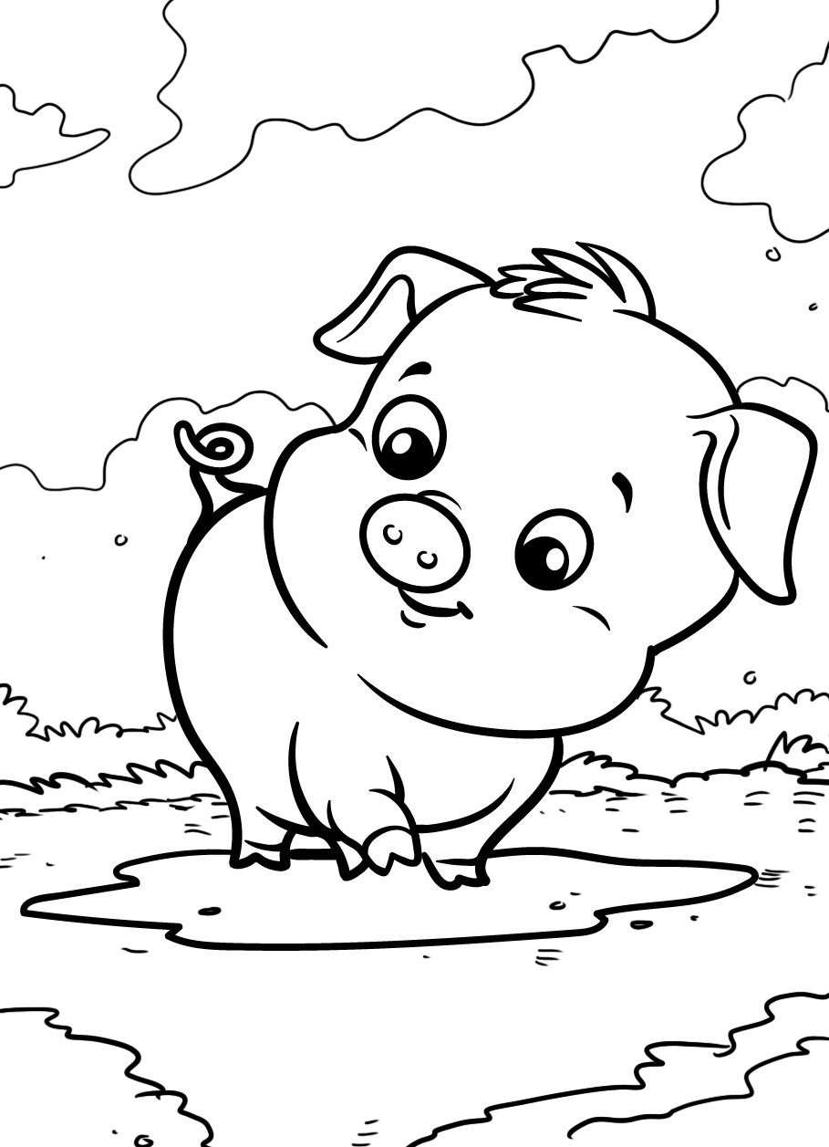 Cute Baby Pig Coloring Page 4 baby pig coloring pages print