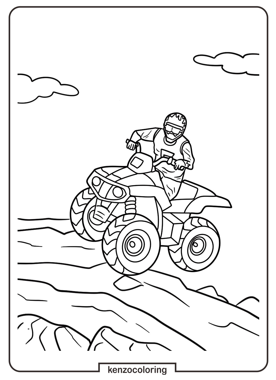 Adventure with ATV Coloring Page 1 ATV Climbing A Rocky Hill Coloring Pages