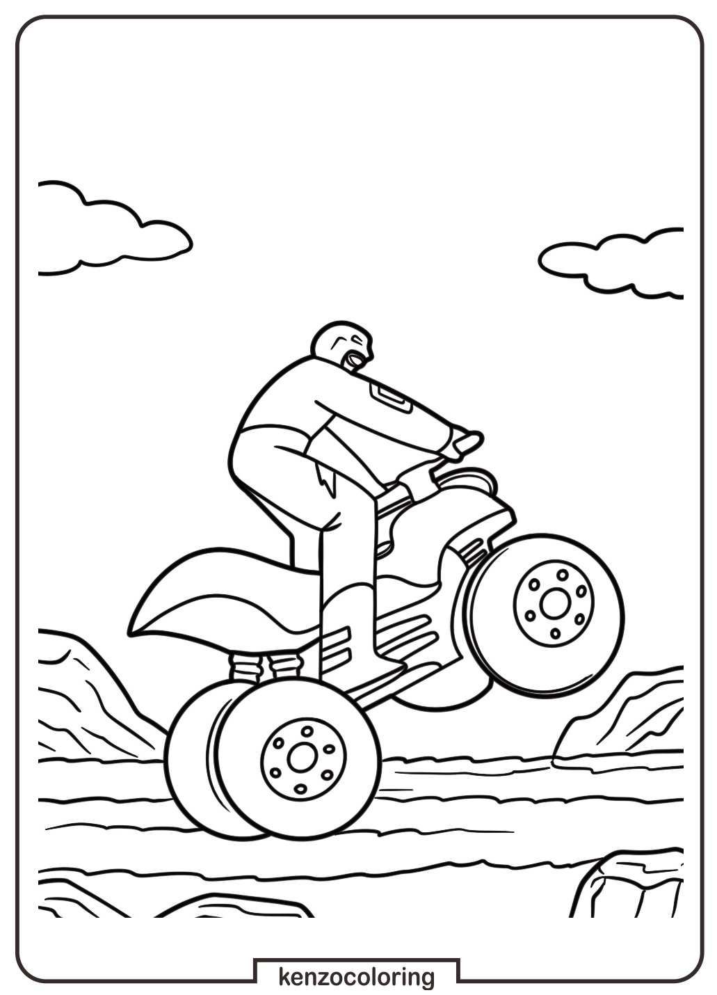 Adventure with ATV Coloring Page 4 ATV Performing A Wheelie Coloring Pages