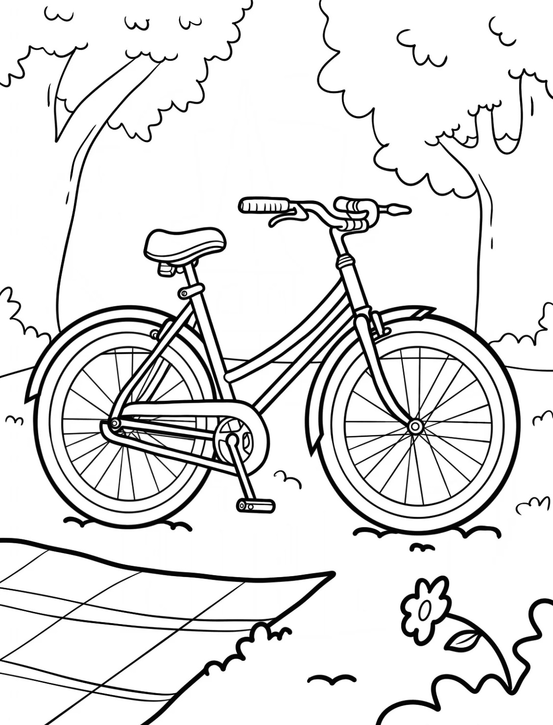 Ride with Friends and Enjoy the Outdoors, Bicycle Coloring Page 3 Bicycle Coloring Page