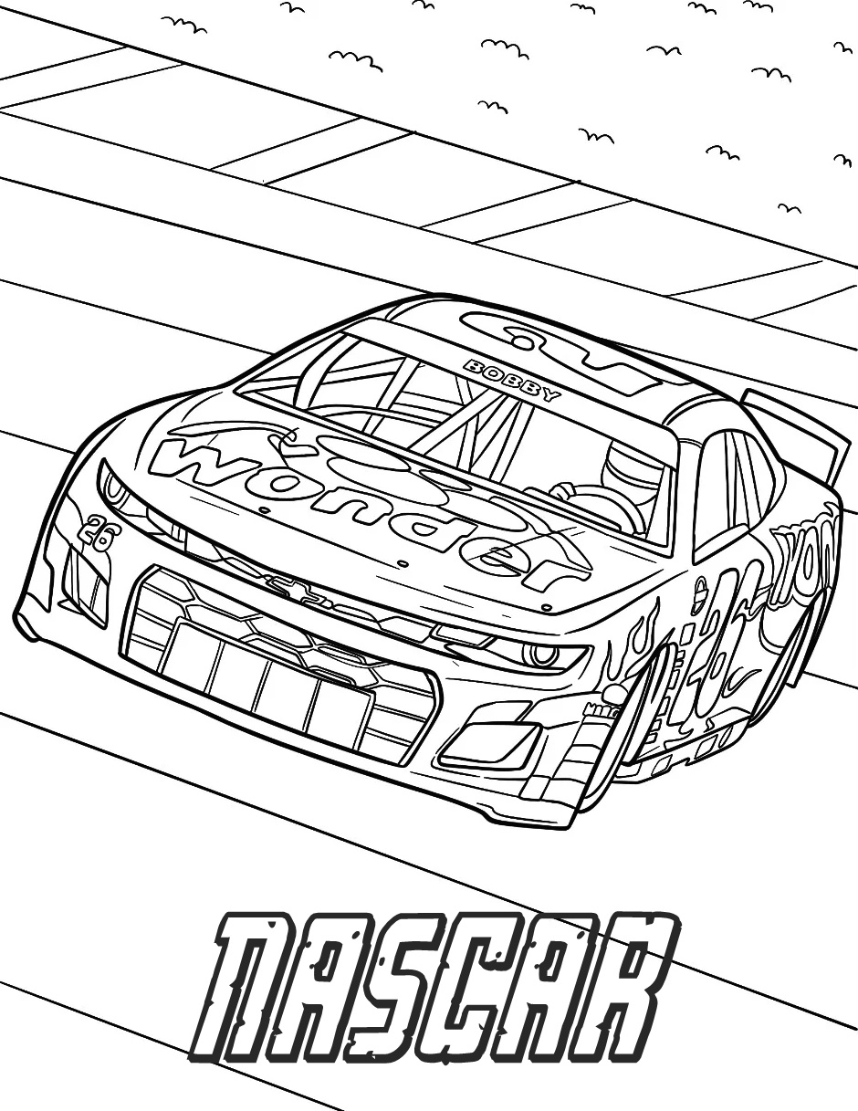 Start Your Engines with NASCAR Coloring Page 2 Chevrolet Camaro NASCAR Coloring Pages