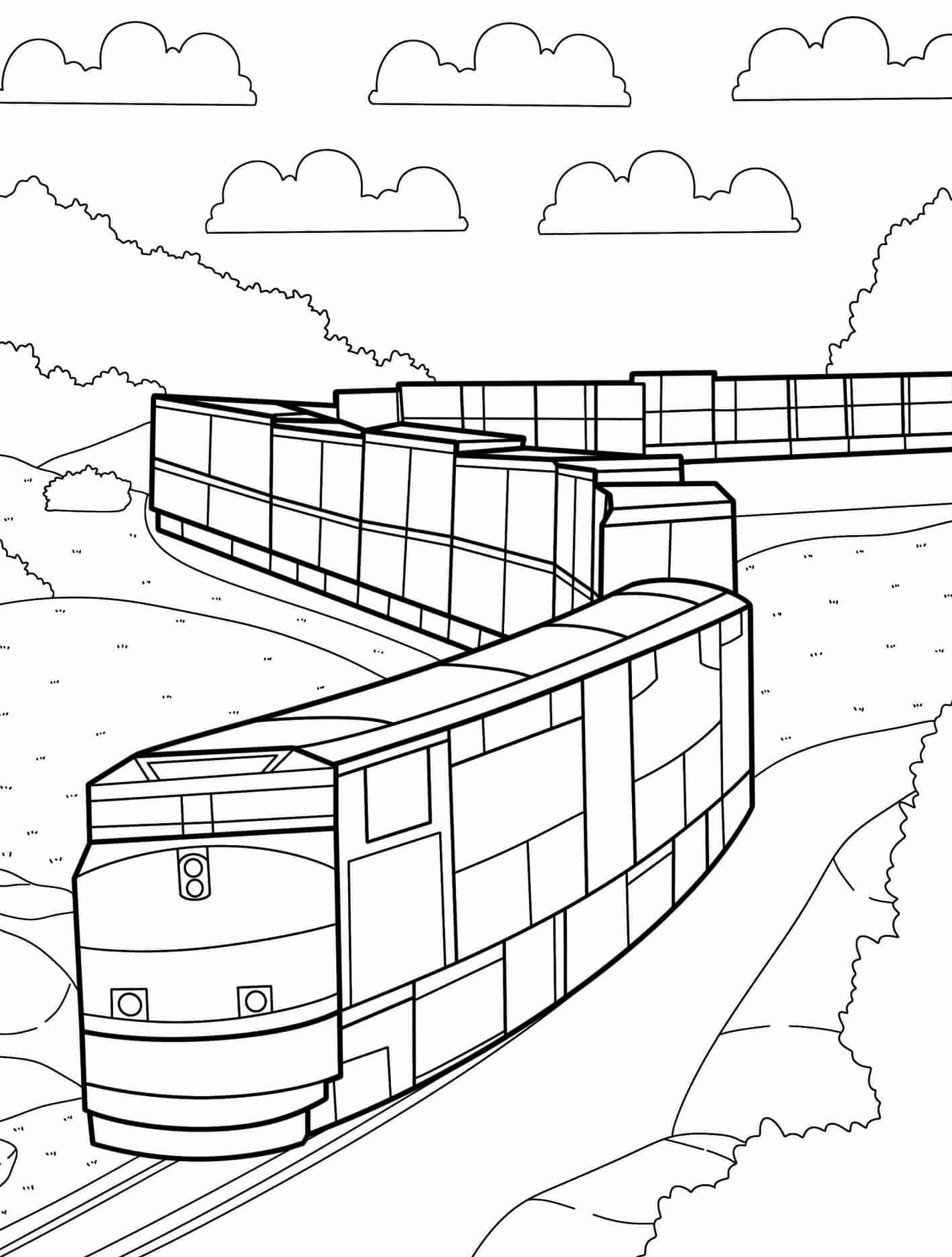 Train Coloring Page for Kids 3 Diesel Freight Train Coloring Pages