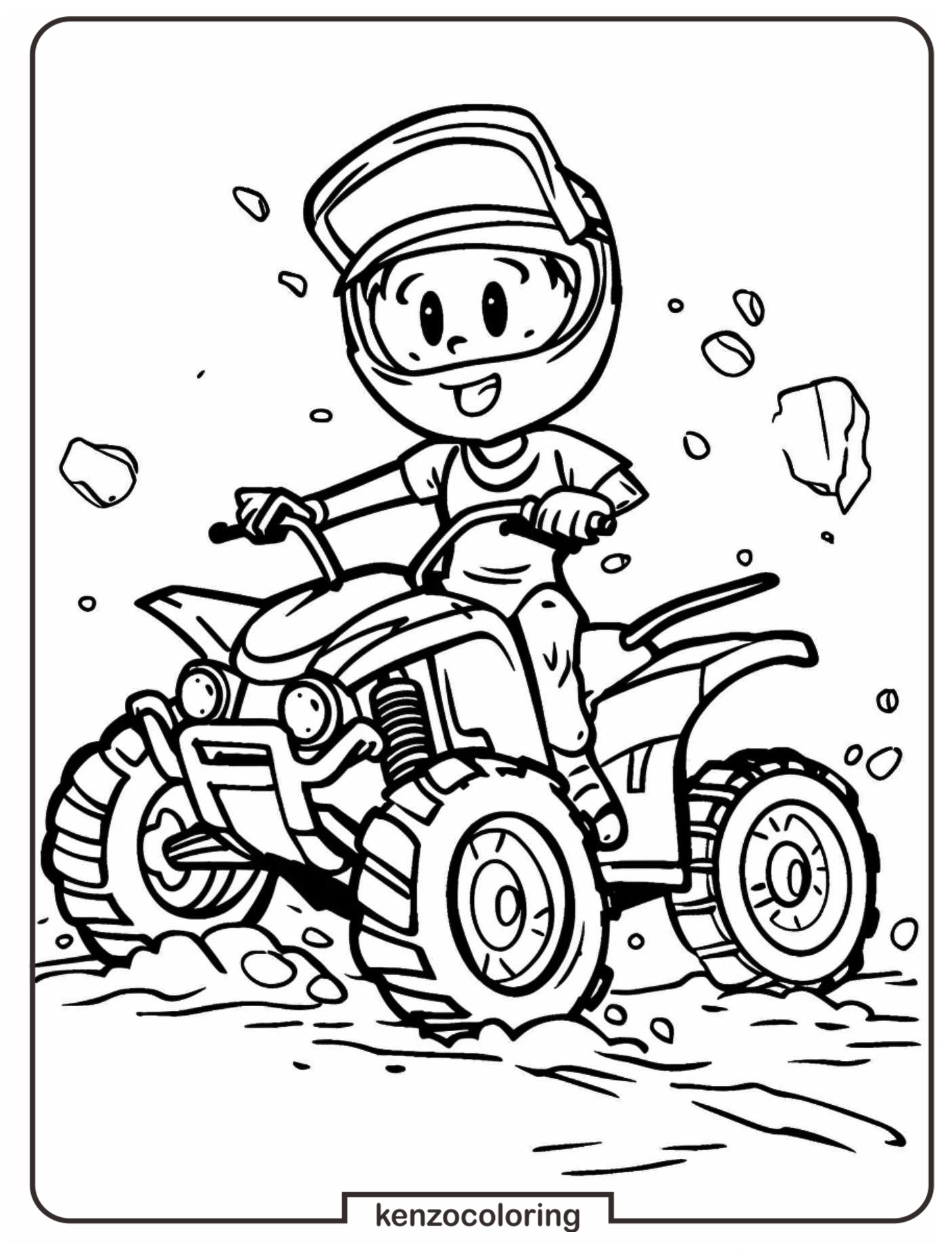 ATV Fun with a Little Rider Colorig Page 4 Little Boy Riding ATV Coloring