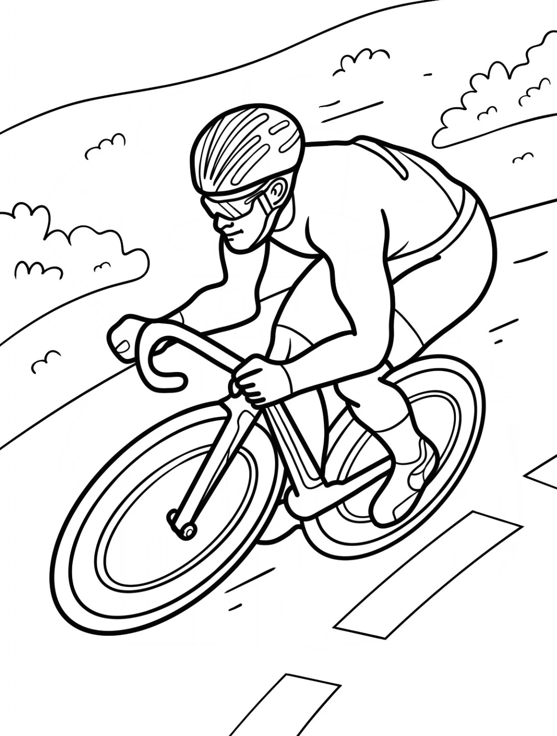 Man Racing on Bicycle Coloring Page 1 Man Racing On Bicycle Coloring Pages