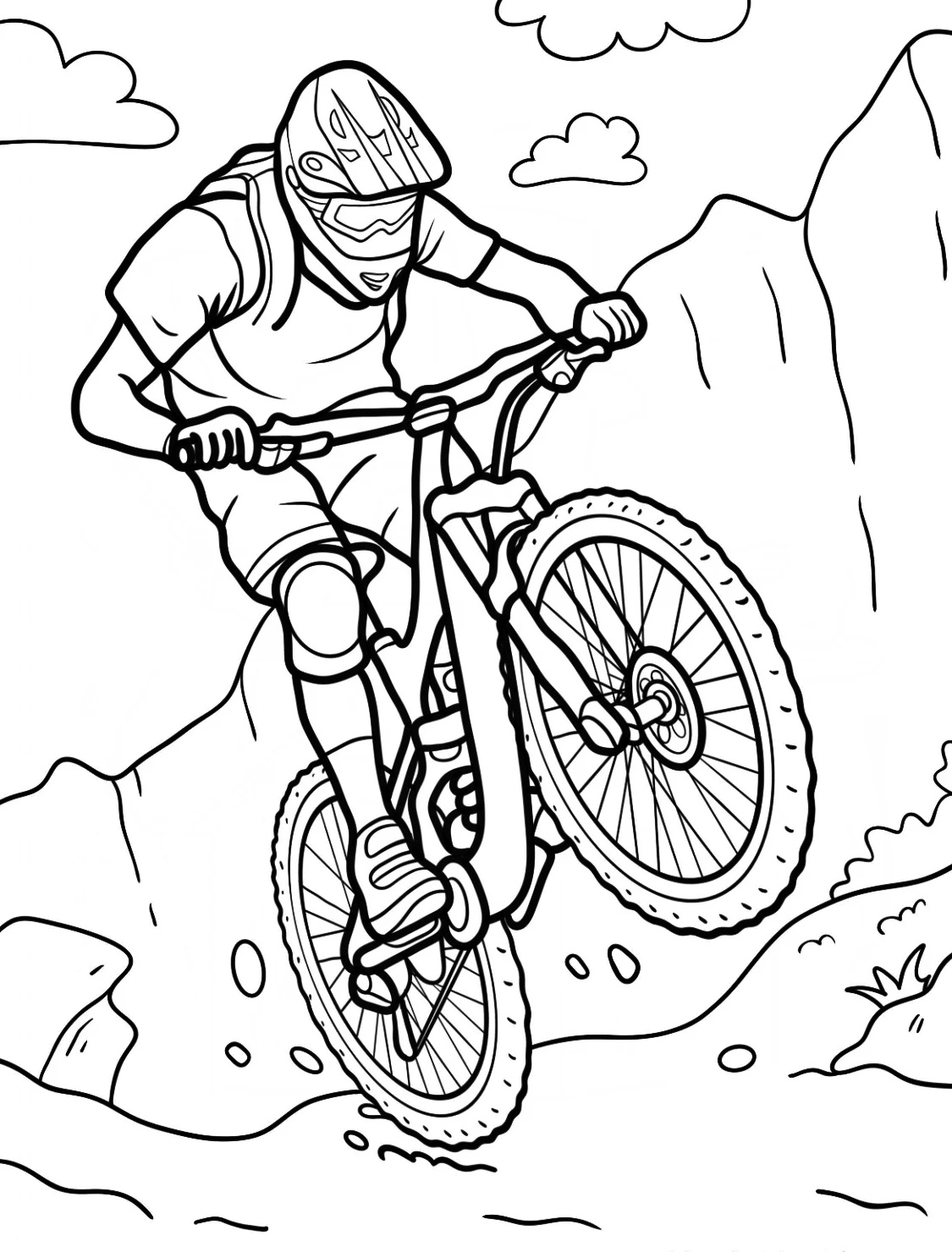 Man Riding Mountain Bicycle Coloring Page 3 Man Riding Mountain Bicycle Coloring Pages