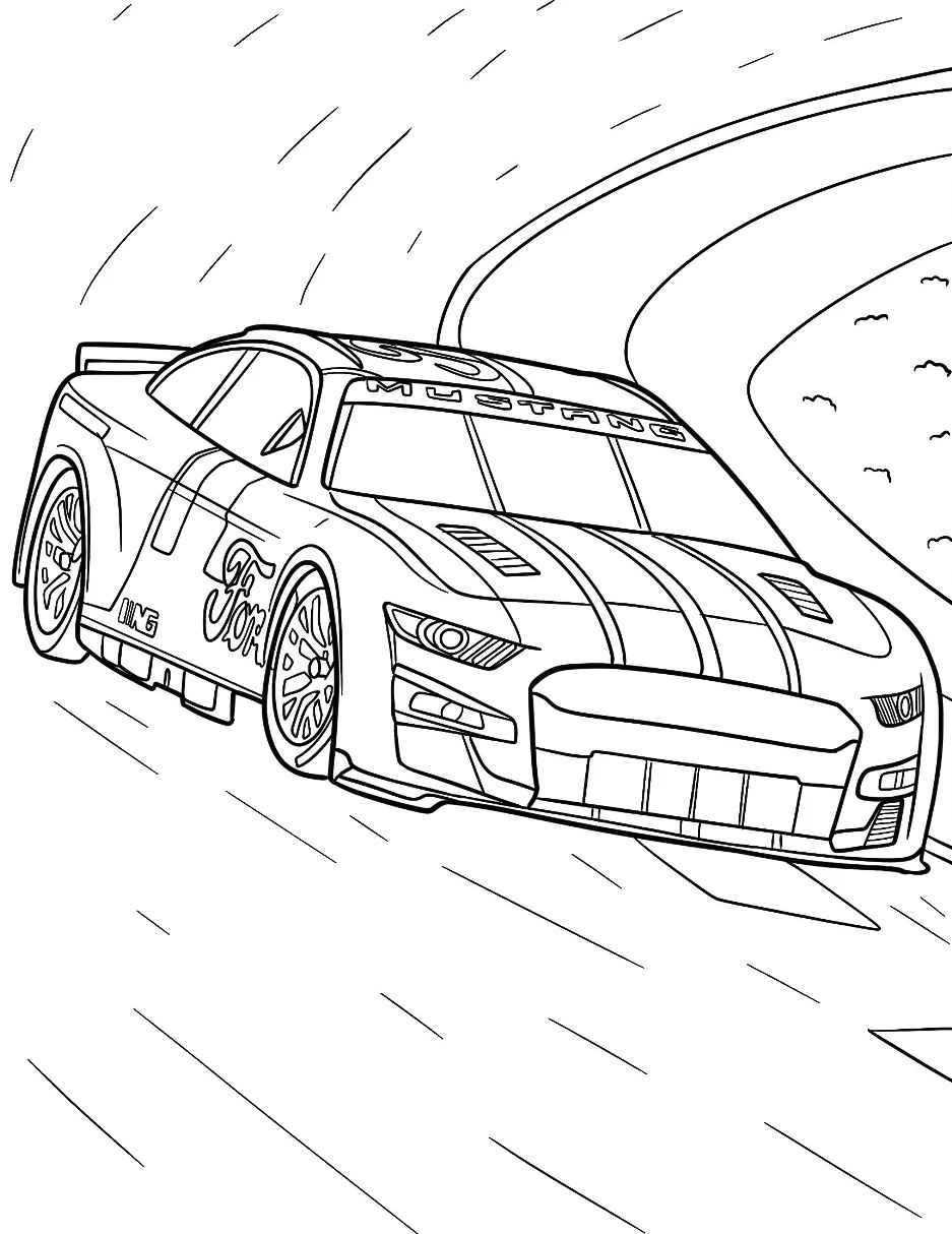 Start Your Engines with NASCAR Coloring Page 6 NASCAR Ford Mustang Racing Coloring Page for Kids