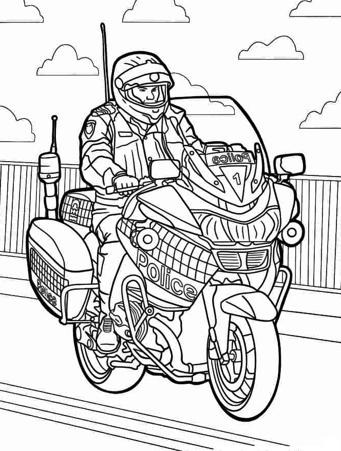 Police Motorcycle Coloring Page 2 Police Motorcycle Coloring Page For Kids