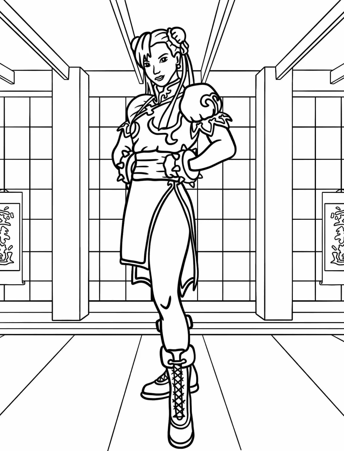Street Fighter Game Chun Li Coloring Page 1 Pretty Chun Li Coloring Pages